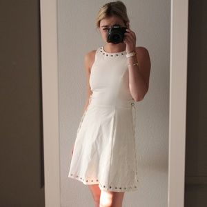 White Parker Dress with Silver Details